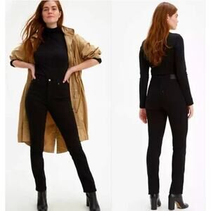 Levis Jeans Womens‎ 8 Black Classic Straight Stretch Denim Mid Rise Pants